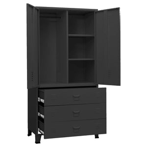 vidaXL Industrial Wardrobe Black 90x50x180 cm Metal