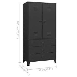 vidaXL Industrial Wardrobe Black 90x50x180 cm Metal