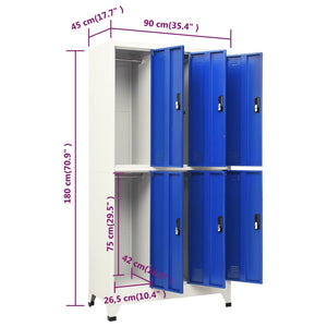 vidaXL Locker Cabinet Grey and Blue 90x45x180 cm Steel