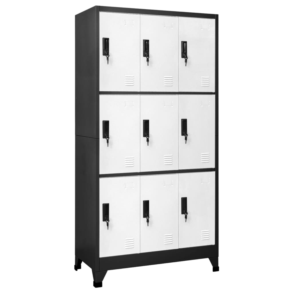 vidaXL Locker Cabinet Anthracite and White 90x45x180 cm Steel