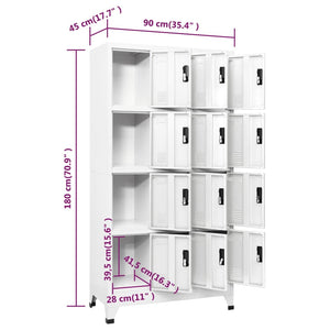 vidaXL Locker Cabinet White 90x45x180 cm Steel