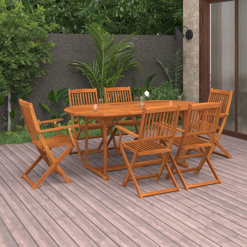 vidaXL 7 Piece Garden Dining Set Solid Acacia Wood