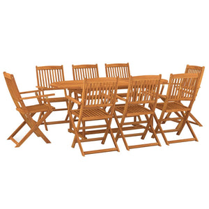 vidaXL 9 Piece Garden Dining Set 180x90x75 cm Solid Wood Acacia