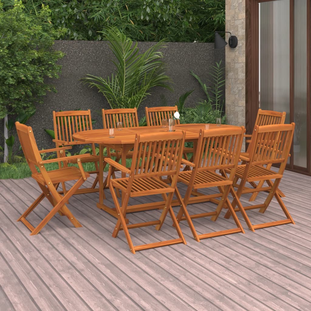 vidaXL 9 Piece Garden Dining Set 180x90x75 cm Solid Wood Acacia