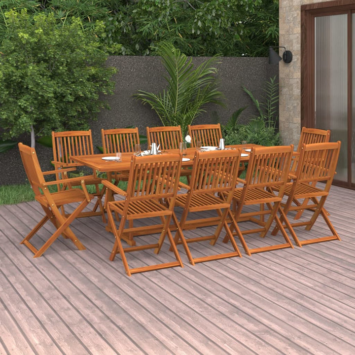 vidaXL 11 Piece Garden Dining Set 220x90x75 cm Solid Wood Acacia