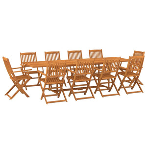 vidaXL 11 Piece Garden Dining Set 280x90x75 cm Solid Wood Acacia