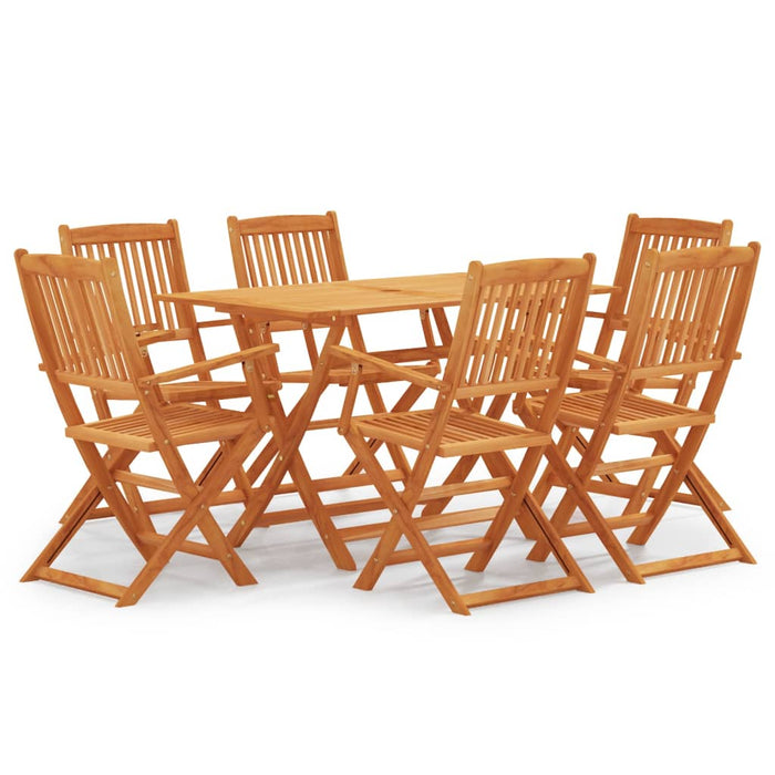 vidaXL 7 Piece Folding Outdoor Dining Set Solid Eucalyptus Wood