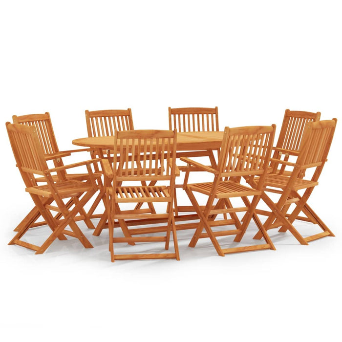 vidaXL 9 Piece Folding Outdoor Dining Set Solid Eucalyptus Wood