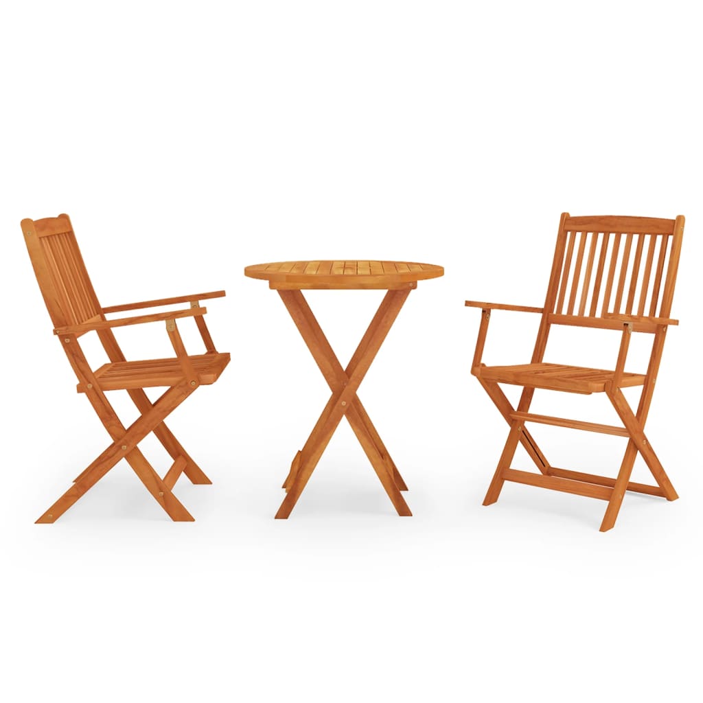 vidaXL 3 Piece Folding Outdoor Dining Set Solid Eucalyptus Wood