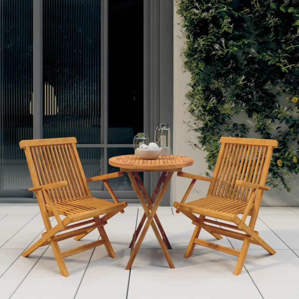 vidaXL 3 Piece Garden Dining Set Solid Wood Teak