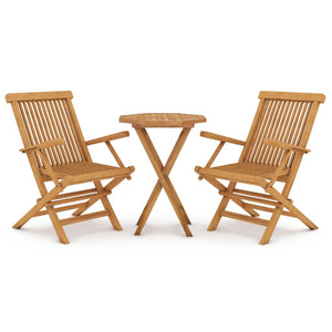 vidaXL 3 Piece Garden Dining Set Solid Wood Teak