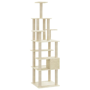 vidaXL Cat Tree with Sisal Scratching Posts Cream 183 cm