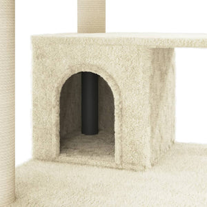 vidaXL Cat Tree with Sisal Scratching Posts Cream 183 cm