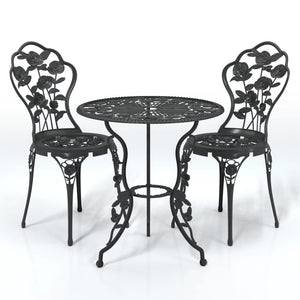 vidaXL 3 Piece Bistro Set Cast Aluminium Black