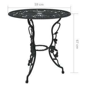 vidaXL 3 Piece Bistro Set Cast Aluminium Black