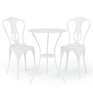 vidaXL 3 Piece Bistro Set Cast Aluminium White