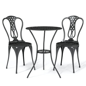 vidaXL 3 Piece Bistro Set Cast Aluminium Black