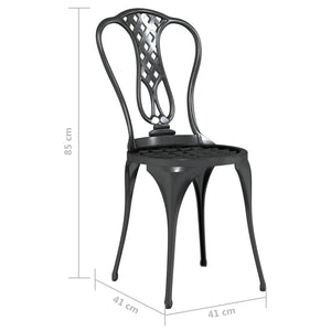 vidaXL 3 Piece Bistro Set Cast Aluminium Black