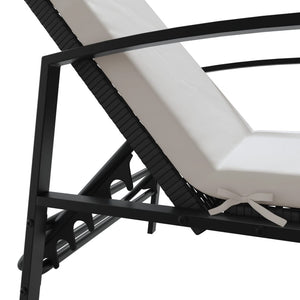 vidaXL Sun Loungers 2 pcs with Table Poly Rattan Black