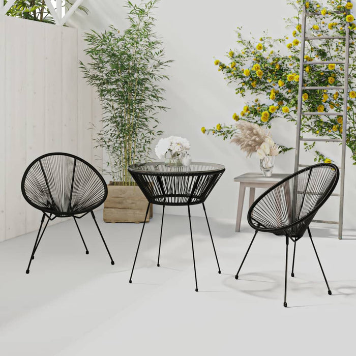 vidaXL 3 Piece Garden Dining Set Black