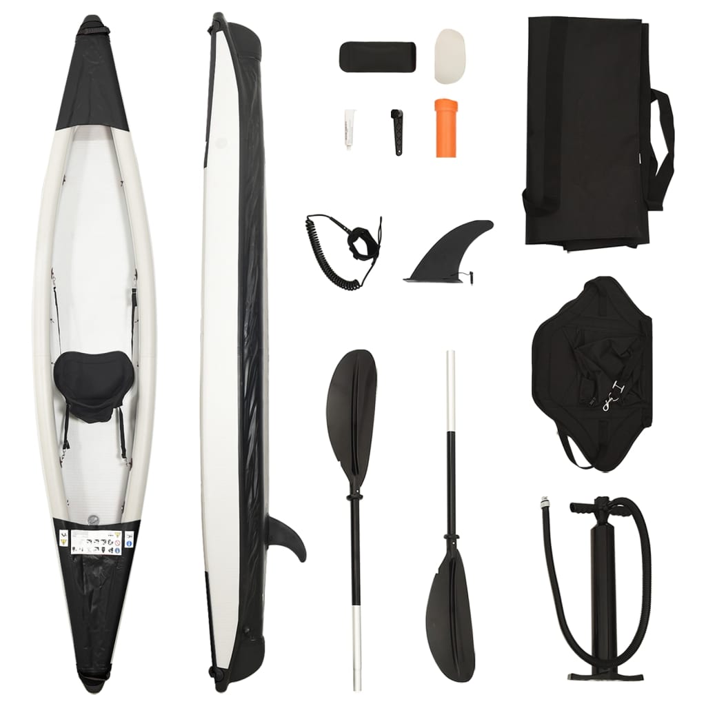 vidaXL Inflatable Kayak Black 375x72x31 cm Polyester