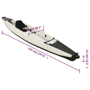 vidaXL Inflatable Kayak Black 375x72x31 cm Polyester