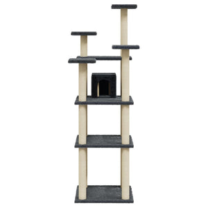 vidaXL Cat Tree with Sisal Scratching Posts Dark Grey 171 cm