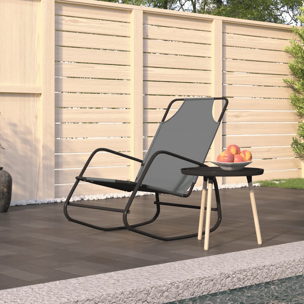 vidaXL Rocking Sun Lounger Grey Steel and Textilene