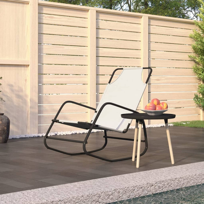 vidaXL Rocking Sun Lounger Cream Steel and Textilene