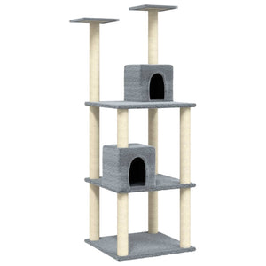 vidaXL Cat Tree with Sisal Scratching Posts Light Grey 141 cm