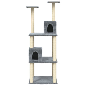 vidaXL Cat Tree with Sisal Scratching Posts Light Grey 141 cm