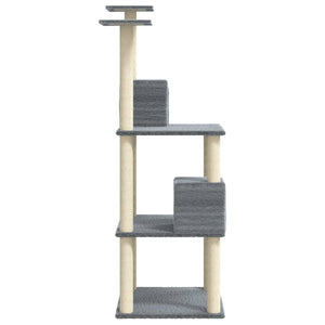 vidaXL Cat Tree with Sisal Scratching Posts Light Grey 141 cm