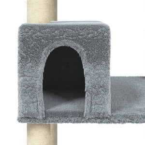 vidaXL Cat Tree with Sisal Scratching Posts Light Grey 141 cm