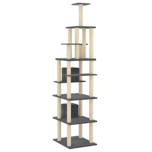 vidaXL Cat Tree with Sisal Scratching Posts Dark Grey 216 cm