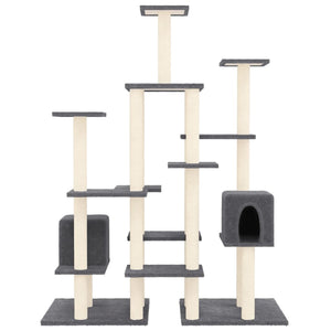 vidaXL Cat Tree with Sisal Scratching Posts Dark Grey 145 cm