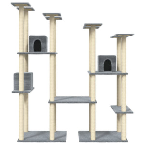 vidaXL Cat Tree with Sisal Scratching Posts Light Grey 174 cm