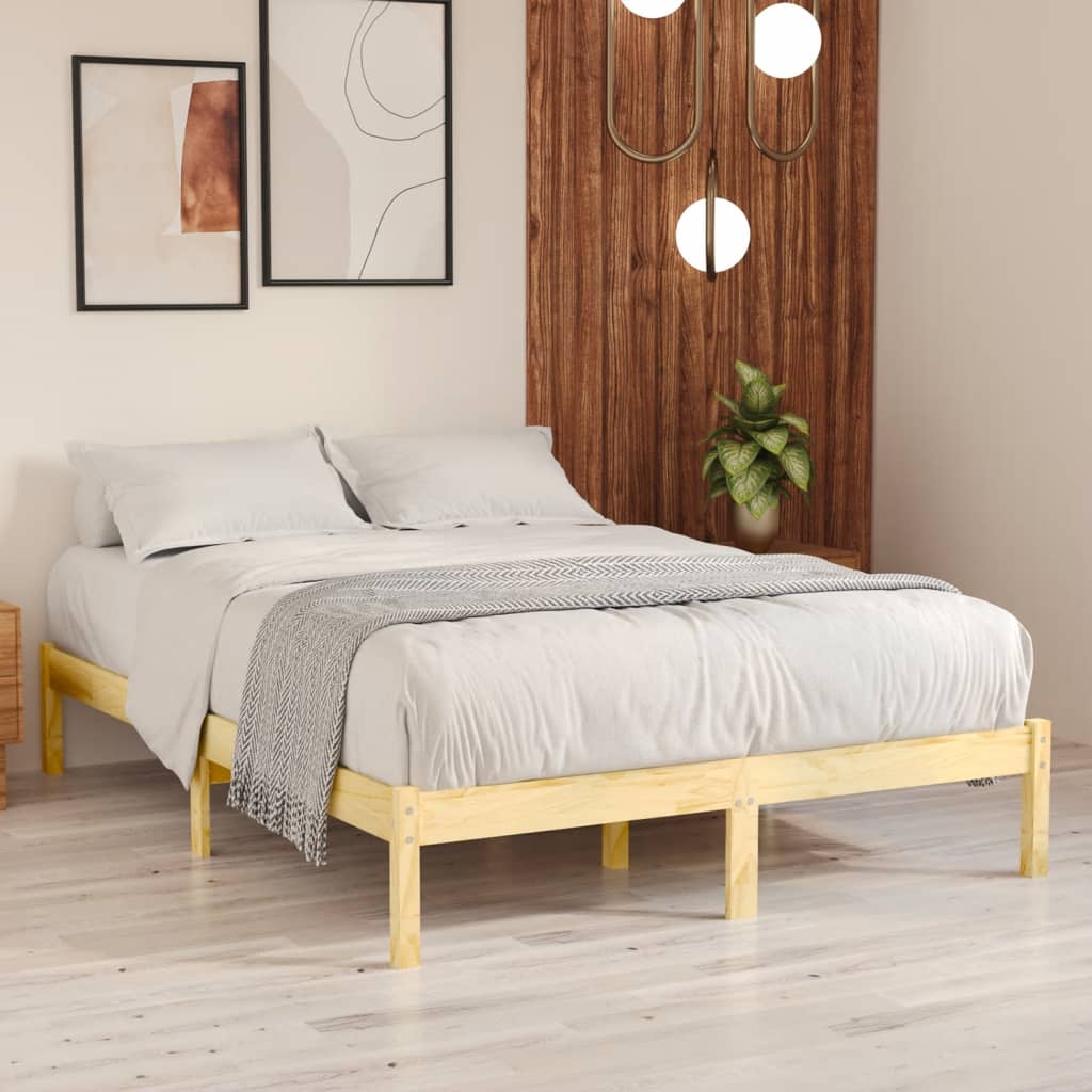 809997 vidaXL Bed Frame without Mattress Solid Wood 140x190 cm