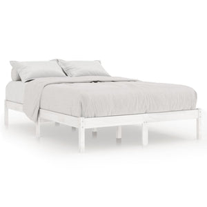 809998 vidaXL Bed Frame without Mattress White Solid Wood 140x190 cm