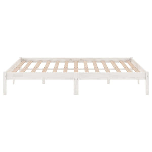 809998 vidaXL Bed Frame without Mattress White Solid Wood 140x190 cm