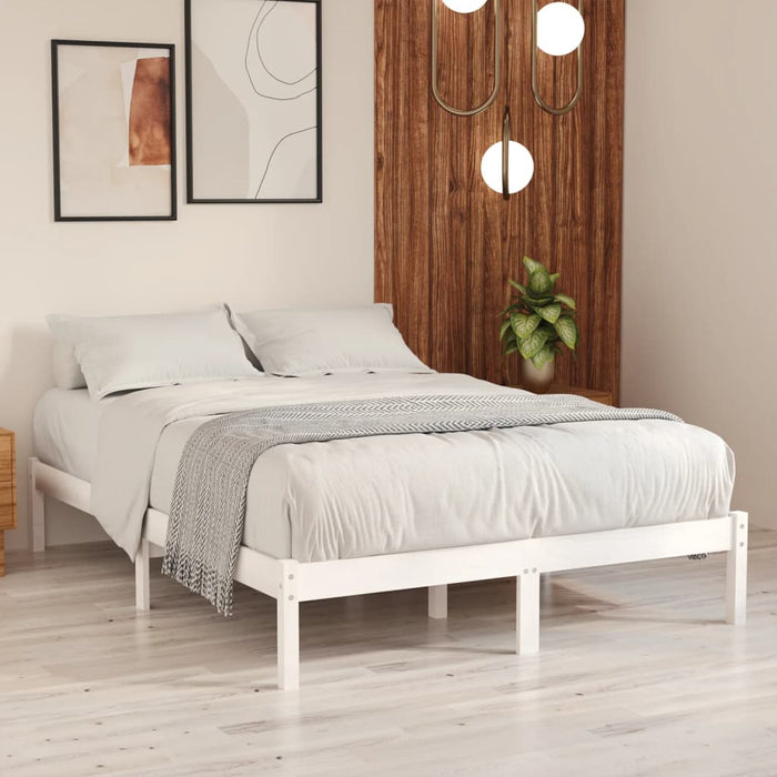 809998 vidaXL Bed Frame without Mattress White Solid Wood 140x190 cm