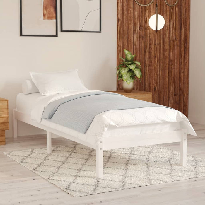 810008 vidaXL Bed Frame without Mattress White Solid Wood 100x200 cm