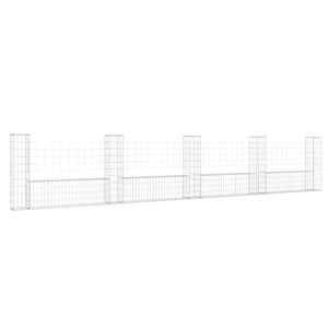 vidaXL U-shape Gabion Basket with 5 Posts Iron 500x20x100 cm