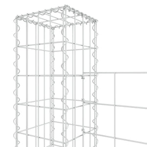 vidaXL U-shape Gabion Basket with 4 Posts Iron 380x20x150 cm