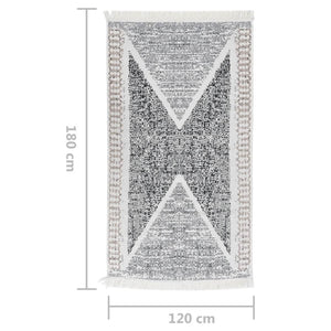 vidaXL Rug Black and Grey 120x180 cm Cotton