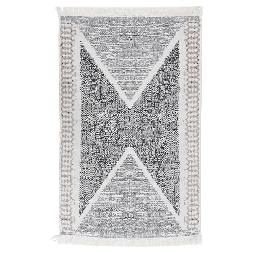 vidaXL Rug Black and Grey 160x230 cm Cotton