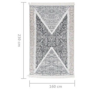 vidaXL Rug Black and Grey 160x230 cm Cotton