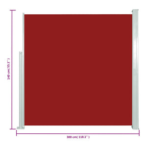 vidaXL Patio Retractable Side Awning 140x300 cm Red