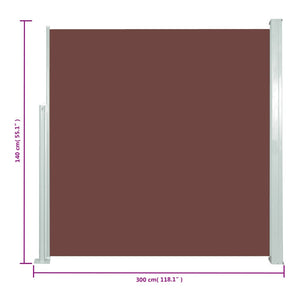 vidaXL Patio Retractable Side Awning 140x300 cm Brown