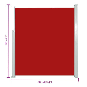 vidaXL Patio Retractable Side Awning 160x300 cm Red