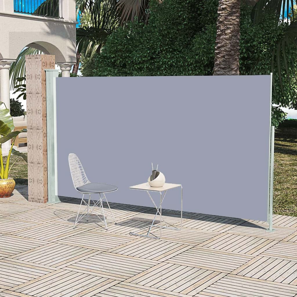 vidaXL Patio Retractable Side Awning 160x300 cm Grey